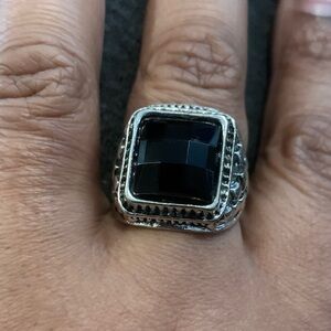 Black and Silver Ring
